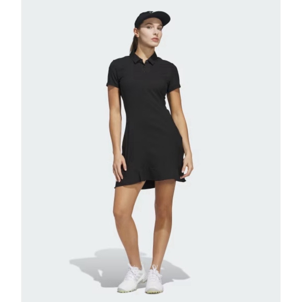 Adidas Ultimate 365 Golf Dress Women's Size XS Black Ruffle Zip Pockets NWT